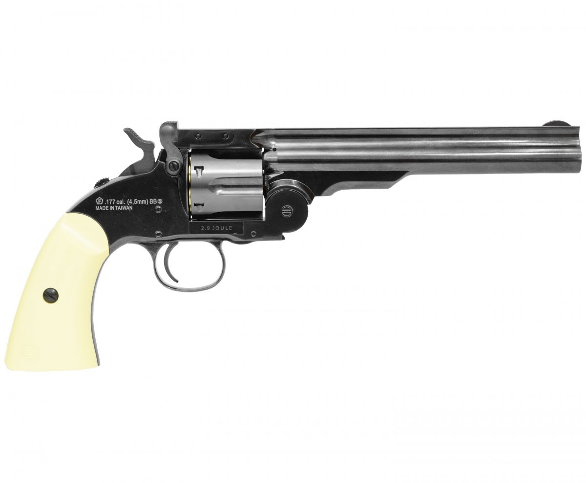 Пневматический револьвер ASG Schofield 6 Plated Steel 4.5 мм (S&W)
