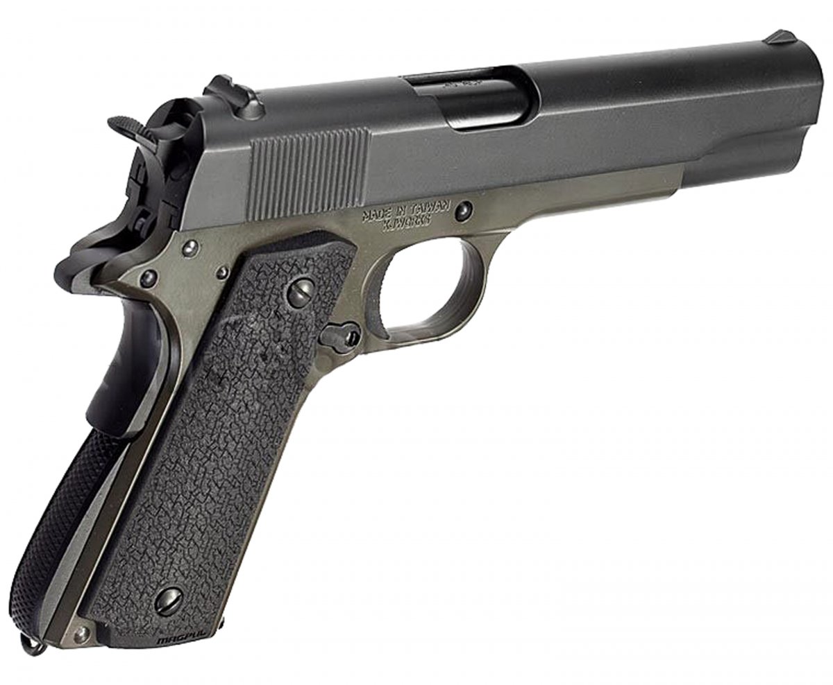 Страйкбольный пистолет KJW Colt M1911A1 (6 мм, Gas, GBB, олива)