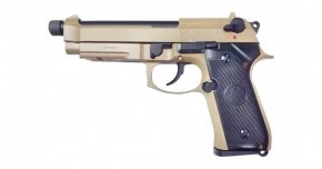 Страйкбольный пистолет KJW Beretta M9A1 TBC GAS Tan, удлин. ствол