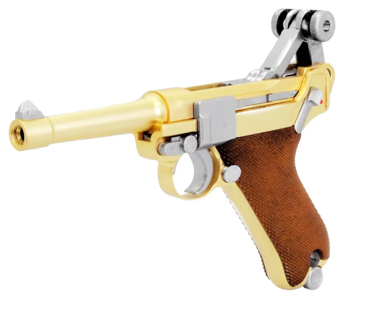 Страйкбольный пистолет WE Luger P08 4″ Gold (WE-P007) — газовый GBB, 6 мм