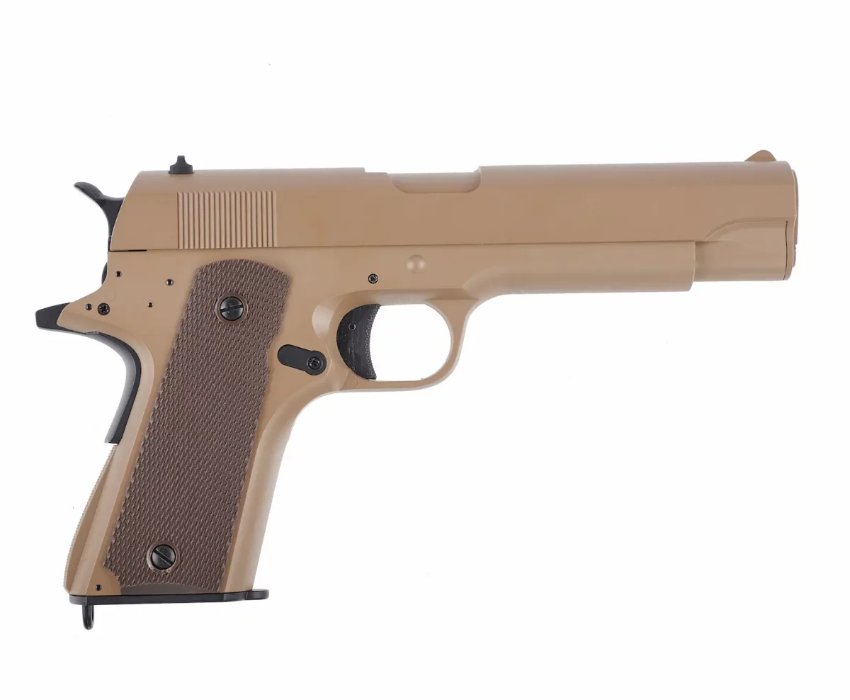Страйкбольный пистолет Cyma Colt 1911 TAN AEP (CM.123TN)