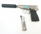 Страйкбольный пистолет WE Makarov 654K Silver, с глушителем (WE-MA001-SV)