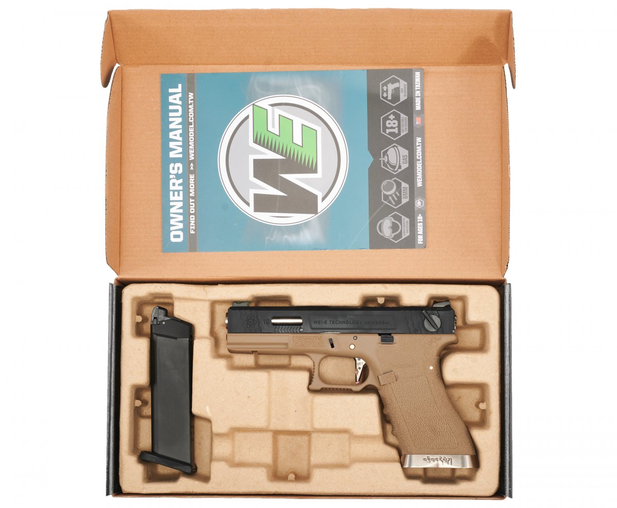 Страйкбольный пистолет WE G-Force Glock 18 GBB Black/Tan WE-G002WET-2