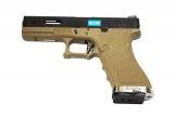 Страйкбольный пистолет WE GLOCK-17 G-Force металл слайд, TAN рамка, , хром. ствол (WE-G001WET-2)
