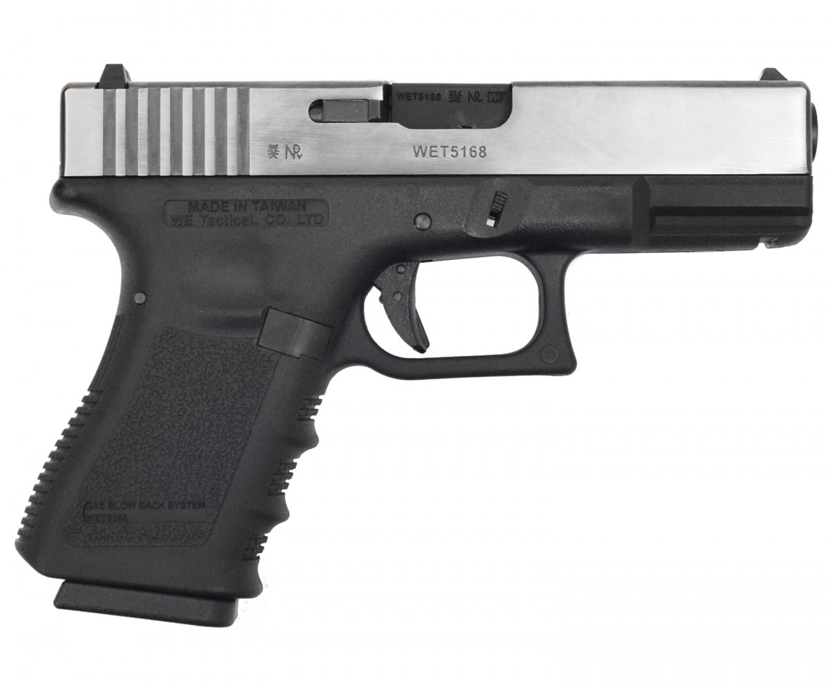 Страйкбольный пистолет WE Glock 19 Gen 3 (WE-G003A-SV, серебро, 6 мм)
