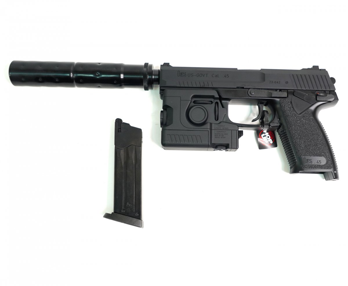 Страйкбольный пистолет Tokyo Marui SOCOM Mk.23 GNB (модератор, фонарь)