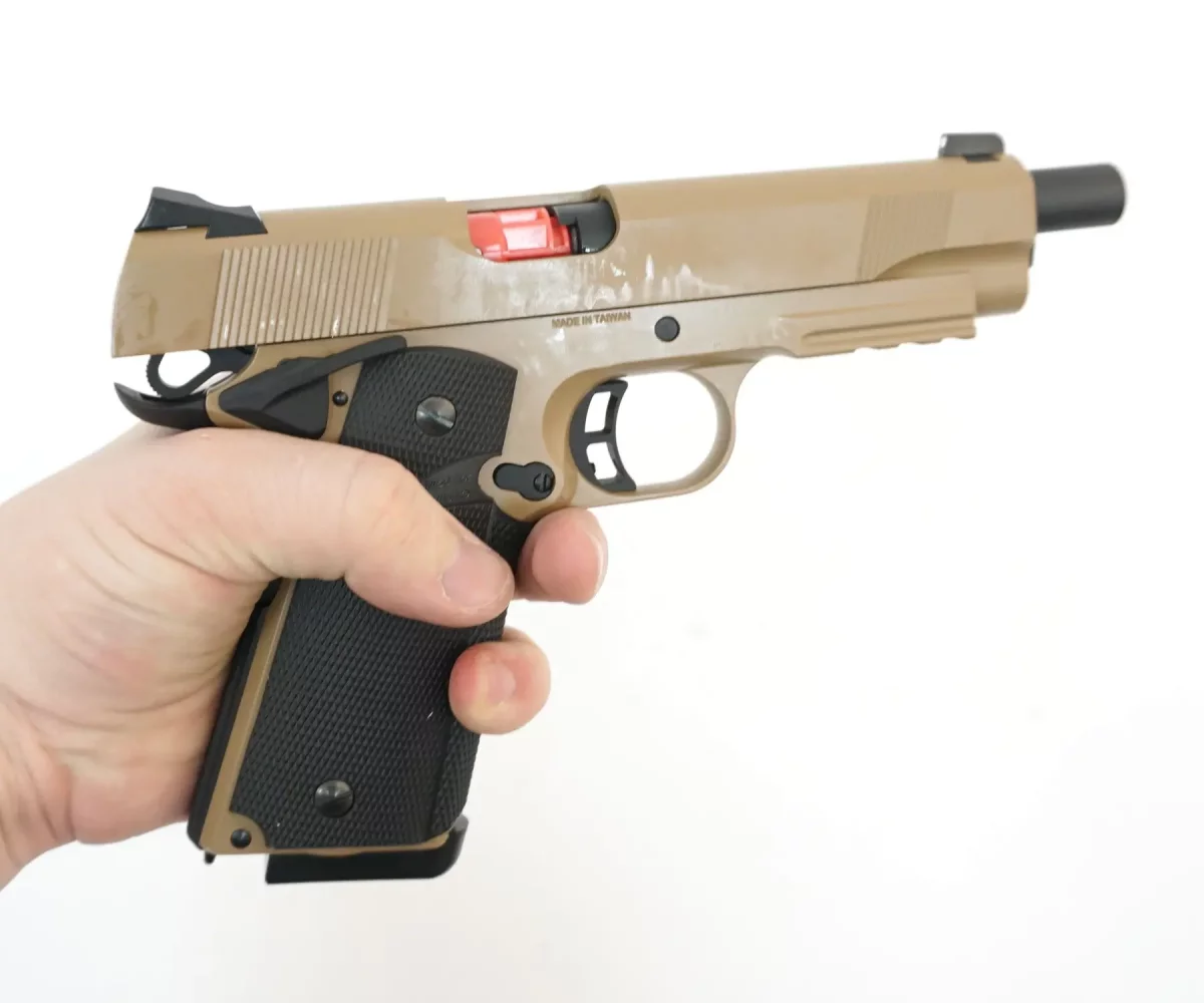 Страйкбольный пистолет KJW Colt M1911 M.E.U. (KP-07) — GAS, Tan, GBB, 6 мм