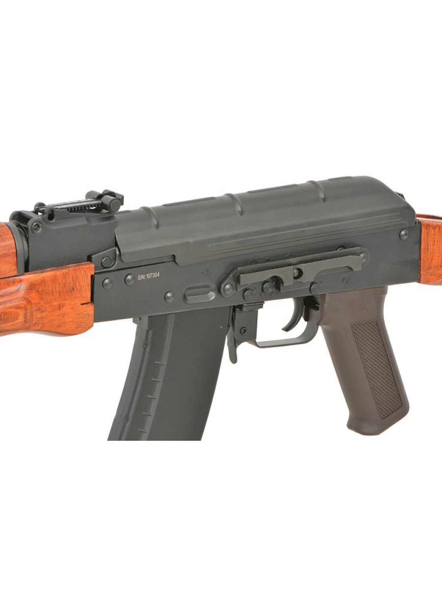 Страйкбольный автомат CYMA CM056 RK-47 PLATINUM (деревянный приклад, сталь), 120 м/с, чёрный/дерево