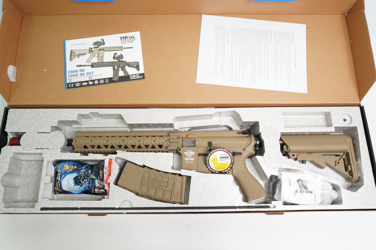 Страйкбольный автомат G&G CM16 R8-L Desert, с прицелом (EGC-16P-R8L-DNB-NCM)
