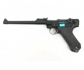 Страйкбольный пистолет WE Luger P08 8” Black (WE-P003)