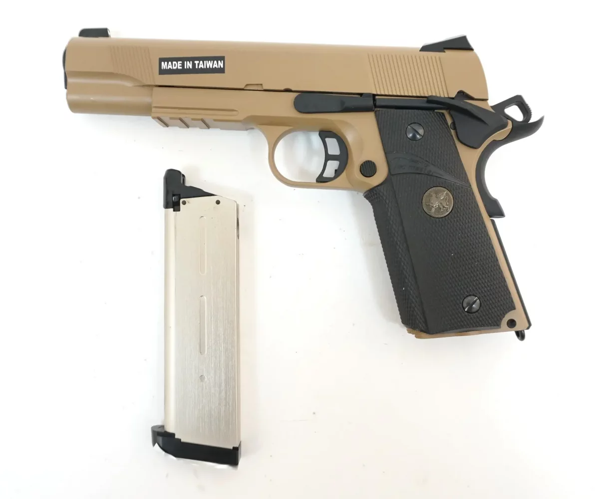 Страйкбольный пистолет KJW Colt M1911 M.E.U. (KP-07) — GAS, Tan, GBB, 6 мм