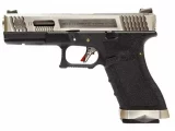 Страйкбольный пистолет WE Glock 17 G-Force (WE-G001WET-7) — чёрная рамка, хромированный слайд и ствол