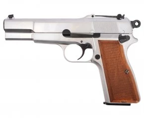 Страйкбольный пистолет WE Browning Hi Power (6 мм, Gas, хром, кобура-приклад, WE-B006)