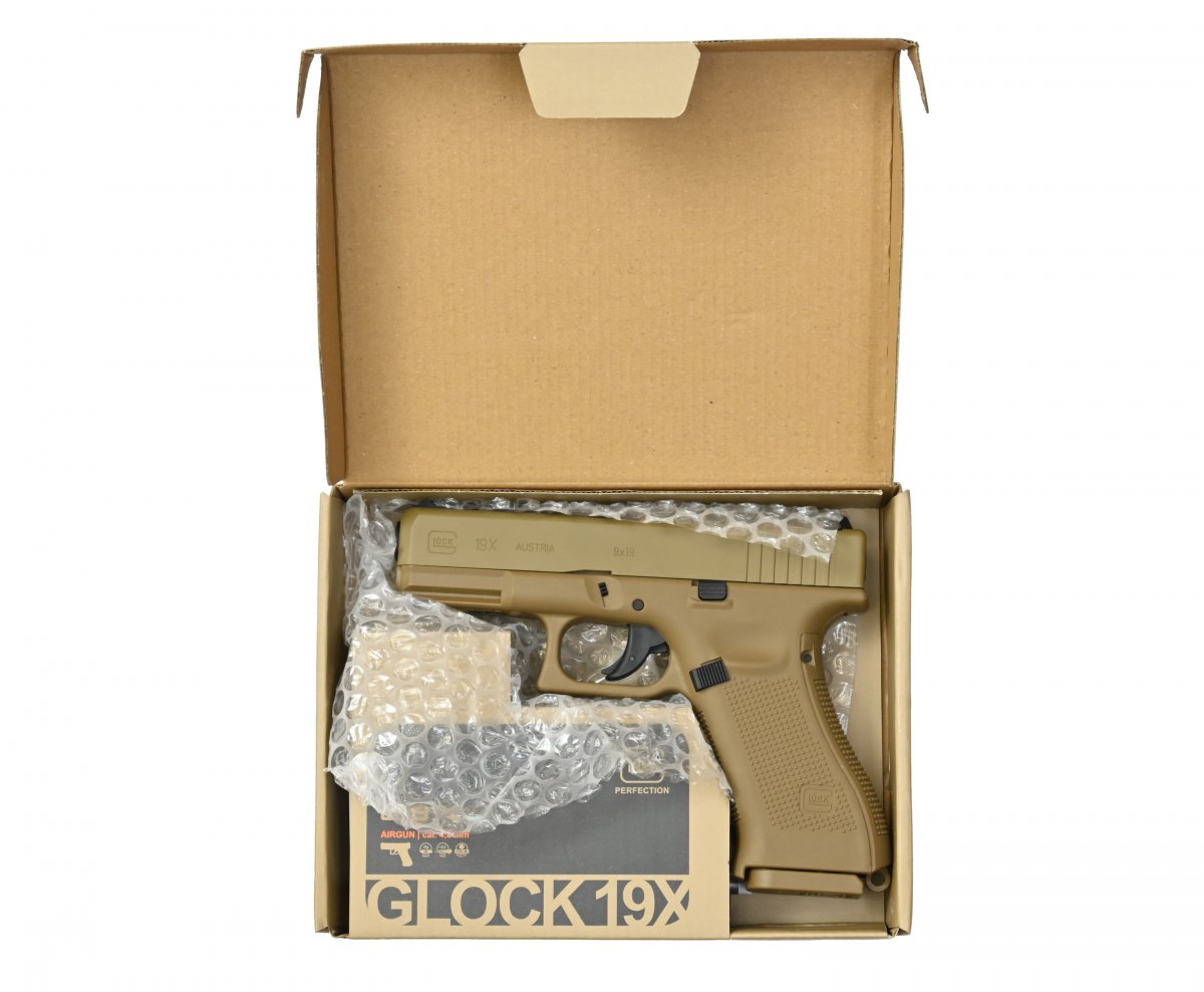 Пистолет пневматический Umarex Glock 19X TAN 4.5 мм (Металл, CO2)