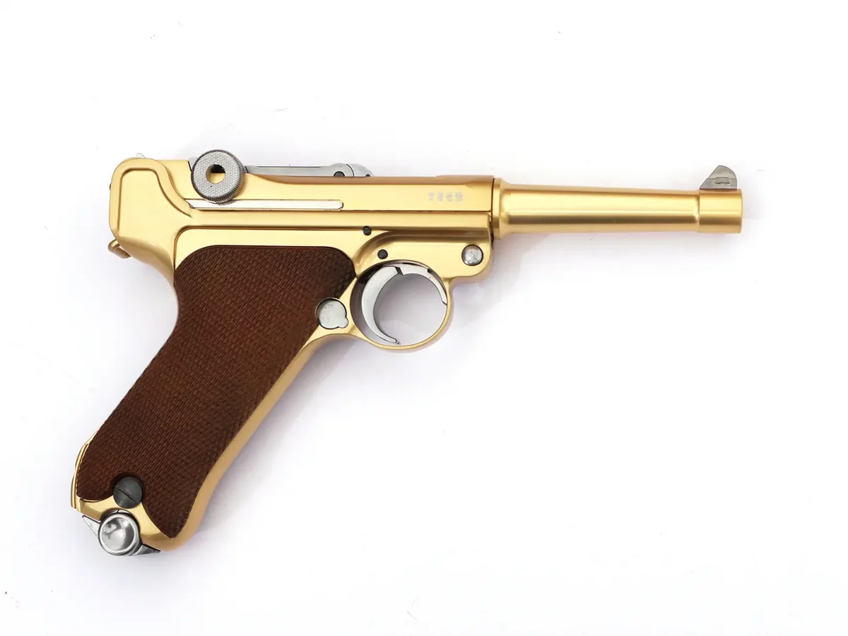 Страйкбольный пистолет WE Luger P08 4″ Gold (WE-P007) — газовый GBB, 6 мм