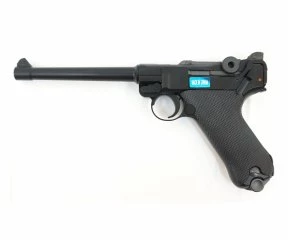 Страйкбольный пистолет WE Luger P08 6” Black (WE-P002)