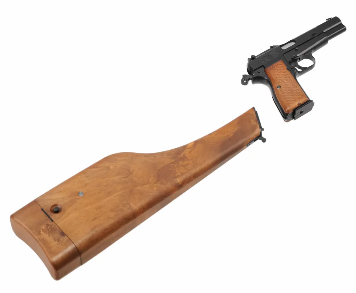 Страйкбольный пистолет WE Browning Hi-Power (WE-B005) — чёрный, газовый GBB, 6 мм