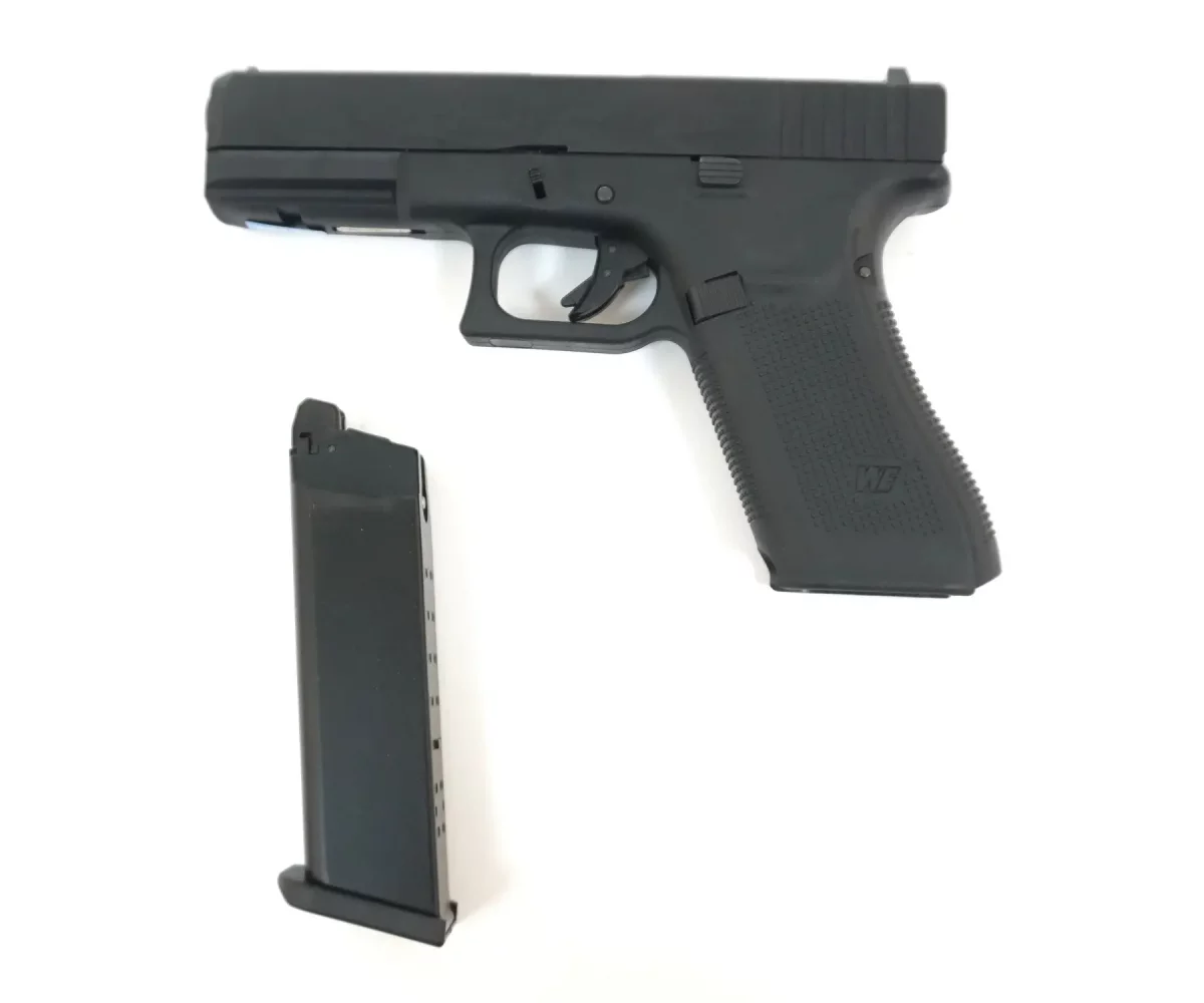 Страйкбольный пистолет WE Glock 17 Gen5 (WE-G001RDVB-BK) — металл-слайд, сменные накладки, площадки под оптику, 6 мм, Black