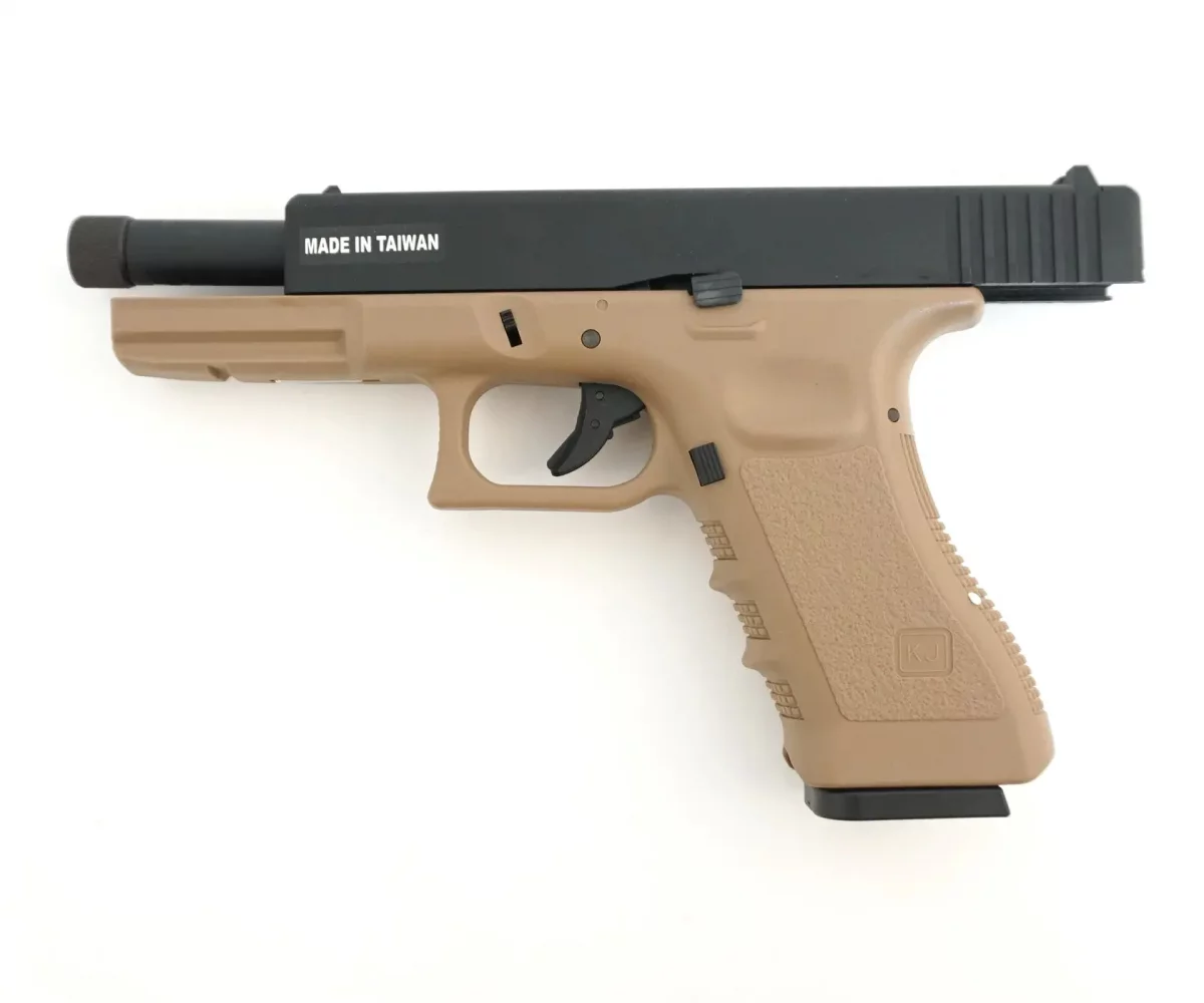 Страйкбольный пистолет KJW KP-17 Glock G17 TBC CO₂ Tan, удлин. ствол