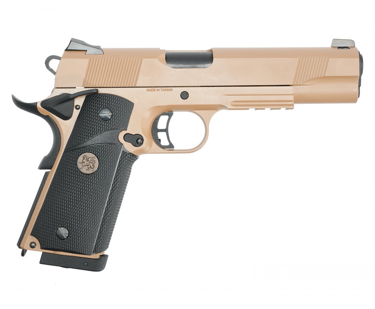 Страйкбольный пистолет KJW Colt M1911 M.E.U. GBB CO₂ Tan (KP-07.CO2-TN)