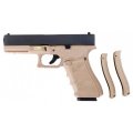 Страйкбольный пистолет WE-G001FVB-BK Glock-17 Gen.5 F Version (металлический слайд, сменные накладки, Tan-Black)