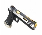 Страйкбольный пистолет WE Colt M1911 Hi-Capa 6, компенсатор, черная рамка, серебр. затвор