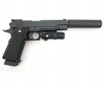 Пистолет Colt Hi-Capa с глушителем и ЛЦУ