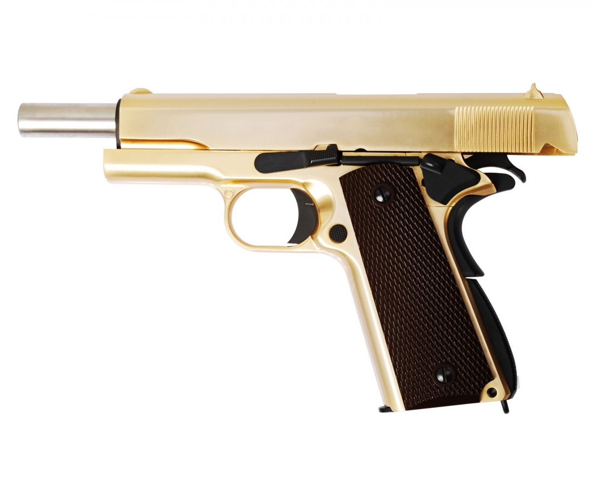 Страйкбольный пистолет WE Colt M1911A1 Gold (WE-E007)