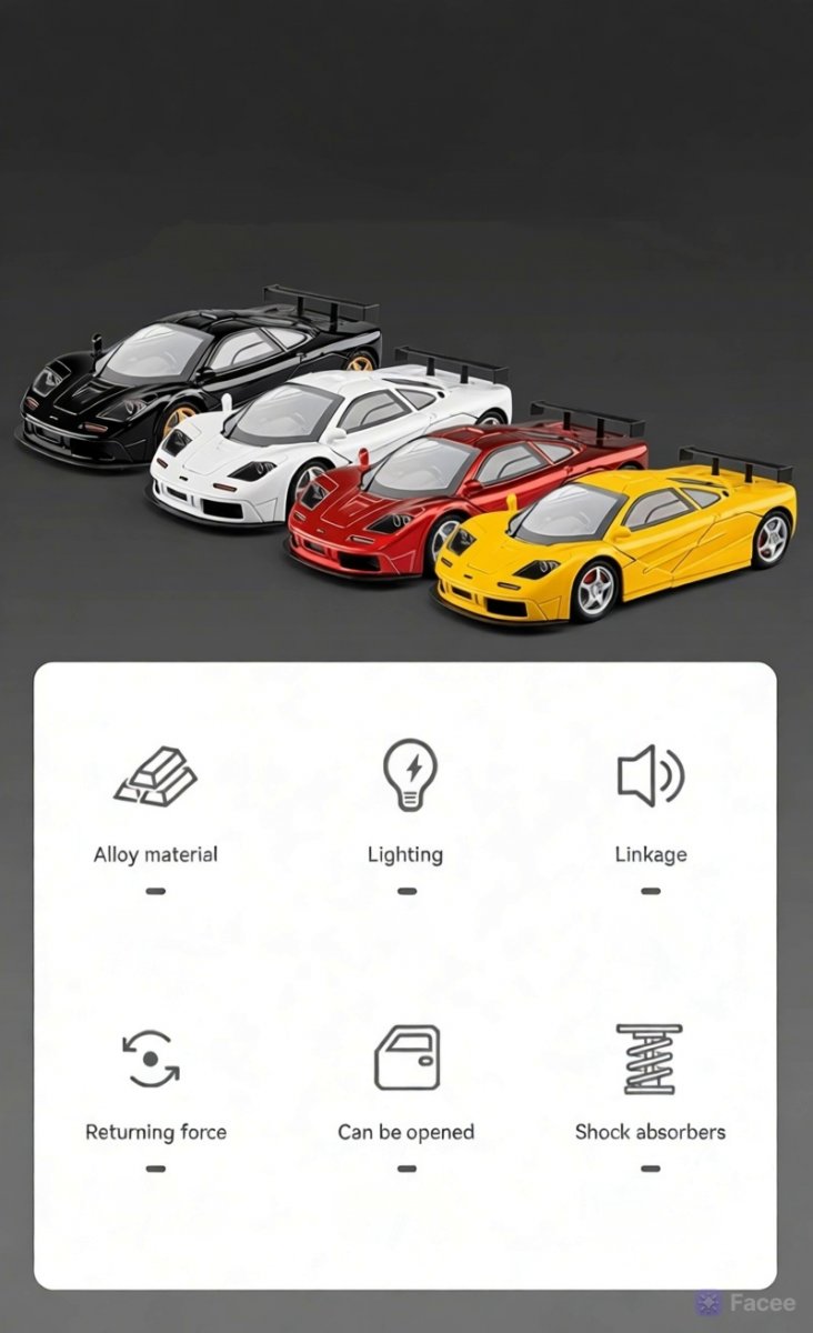 Машинка металлическая McLaren F1 GTR 1:24 желтая