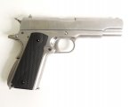 Страйкбольный пистолет WE Colt M1911A1 Silver, черные накладки (WE-E006B TAC)
