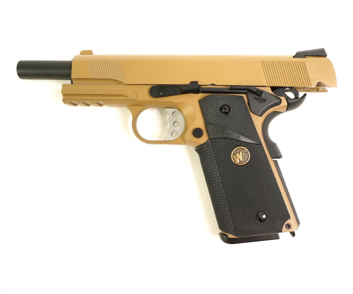 Страйкбольный пистолет WE Colt M1911A1 M.E.U. Rail Tan (WE-E008B-TAN)