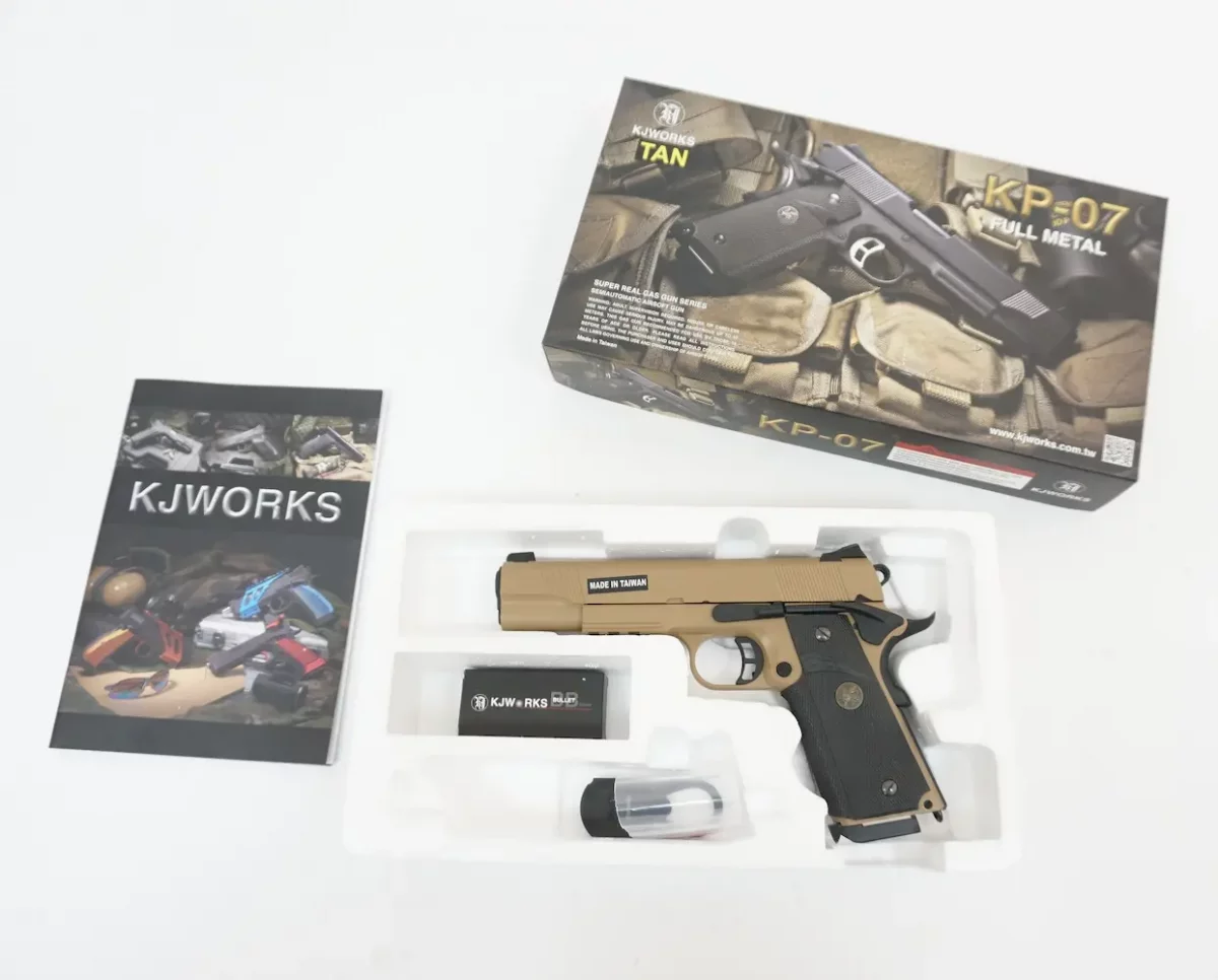 Страйкбольный пистолет KJW Colt M1911 M.E.U. (KP-07) — GAS, Tan, GBB, 6 мм
