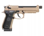 Страйкбольный пистолет KJW Beretta M9A1 TBC CO₂ Tan, удлин. ствол