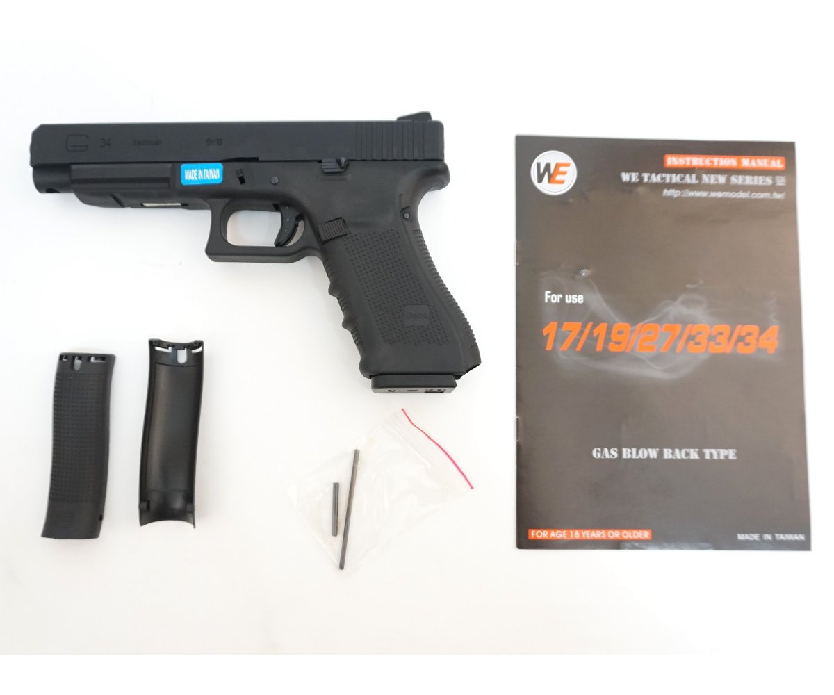 Страйкбольный пистолет WE Glock-34 Gen.4, сменные накладки (WE-G008B-BK)