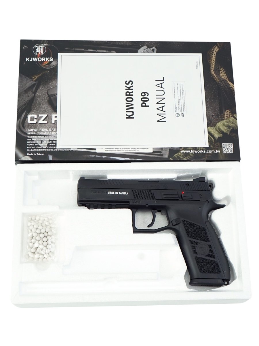 Страйкбольный пистолет GBB KJW CZ P-09 (P-09.GAS GP436) Blowback, чёрный