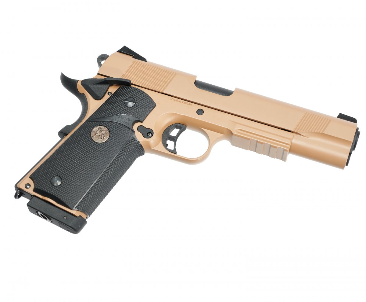 Страйкбольный пистолет KJW Colt M1911 M.E.U. GBB CO₂ Tan (KP-07.CO2-TN)