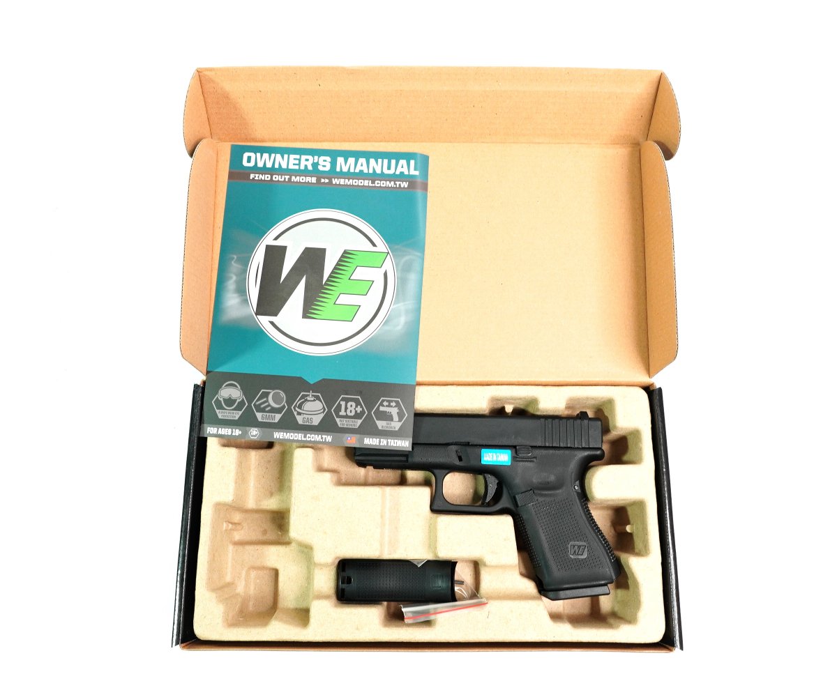 Страйкбольный пистолет WE Glock-19 Gen.5, сменные накладки (WE-G003VB-BK)