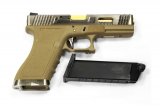 Страйкбольный пистолет WE-G001WET-6 Glock-17 G-Force (слайд металл хром, рамка Tan, ствол золотистый)