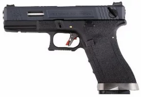 Страйкбольный пистолет WE Glock 18 G-Force (WE-G002WET-5, черн. рамка,хром.ствол)