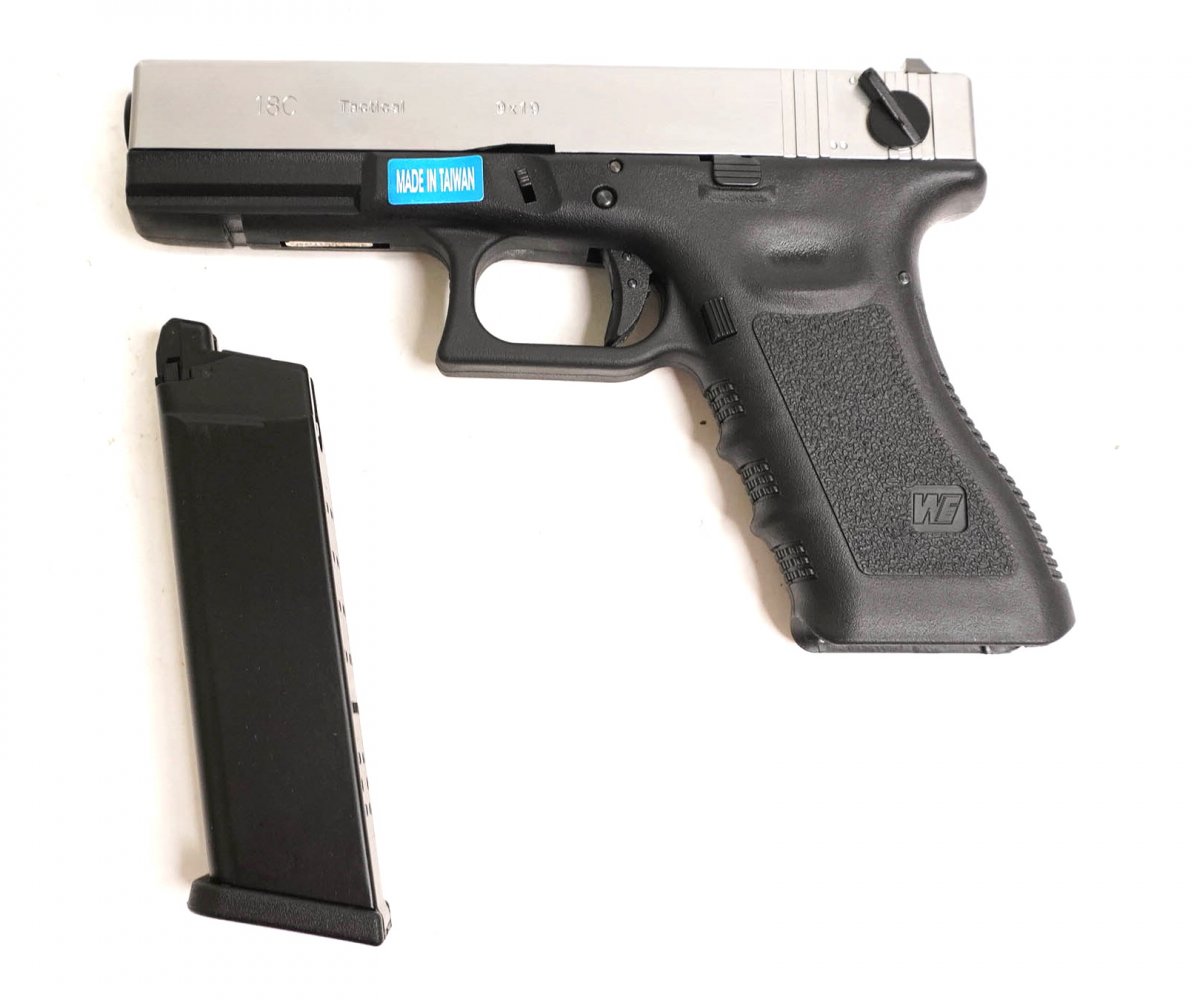 Страйкбольный пистолет WE Glock-18 Gen.3 Silver (WE-G002A-SV)