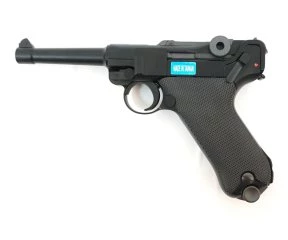 Страйкбольный пистолет WE Luger P08 4” Black (WE-P001)