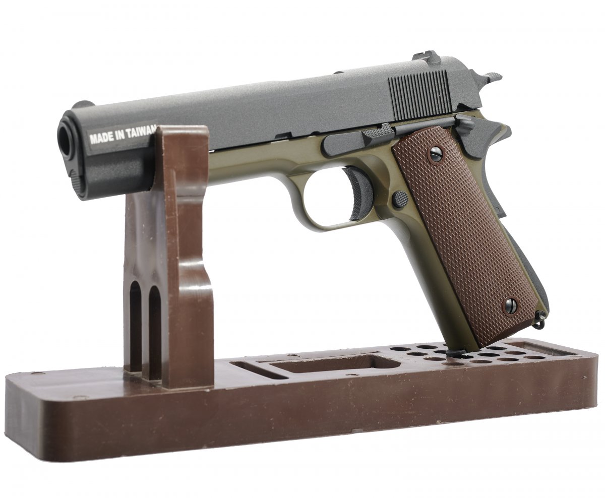 Страйкбольный пистолет KJW Colt M1911A1 (6 мм, Gas, GBB, олива)