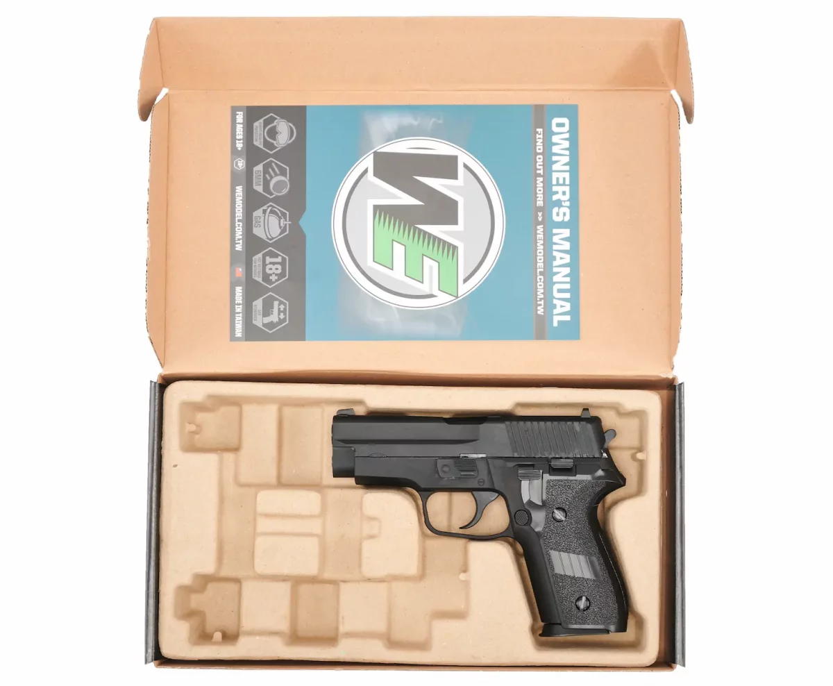Страйкбольный пистолет WE P-228 (WE-F002 / GP428) — Black, металл, GBB, 6 мм