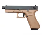Страйкбольный пистолет KJW Glock G18 TBC CO2 TAN, удлин. ствол