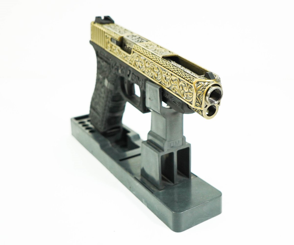Страйкбольный пистолет WE Glock-34 Gen.3 Bronze, с гравировкой (WE-G008 BOX-FP)