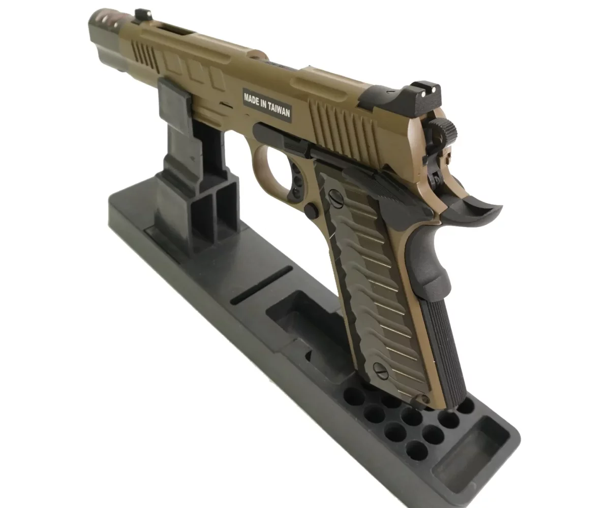 Страйкбольный пистолет KJW Colt M1911 (удлинённый, CO₂) — контроль и темп на 6