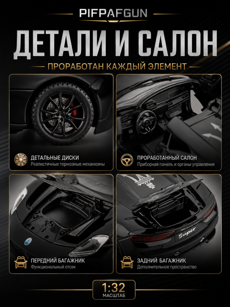 Машинка металлическая Maserati MC20 1:32 Black