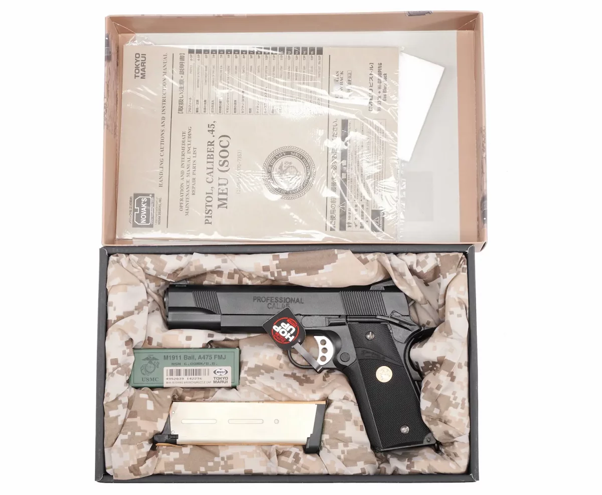 Страйкбольный пистолет Tokyo Marui COLT M1911A1 M.E.U. — GBB, регулируемый Hop-Up, компактный хват