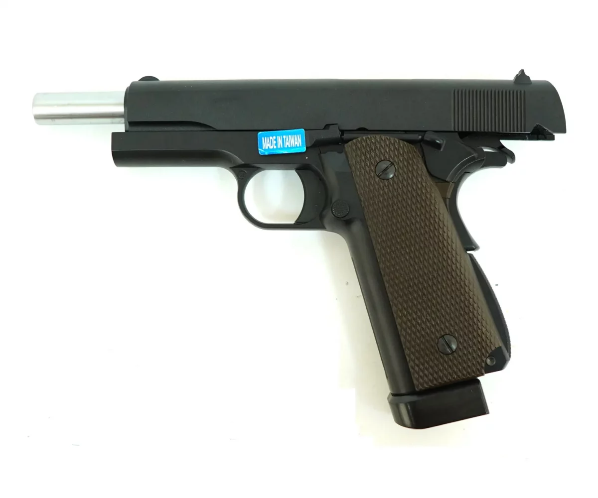 Страйкбольный пистолет WE Colt M1911A1 (WE-E005A) — CO₂, металл, чёрный, GBB, 6 мм