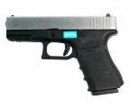 Страйкбольный пистолет WE Glock 19 Gen4 (WE-G003B-SV) — серебристый слайд, GBB, 6 мм